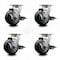 Service Caster 4 Inch Rubber on Aluminum Swivel Caster Set with Roller Bearings and Brakes SCC-20S420-RAR-TLB-4 - alternate 5
